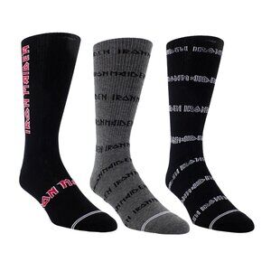 3 Pairs Officially Licensed Rock Band Iron Maiden Crew Length Socks - Gift Boxed